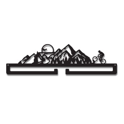 Компактна метална закачалка за медали "Планинско колоездене / MTB" (До 15 медала) без медали, чист продуктов изглед
