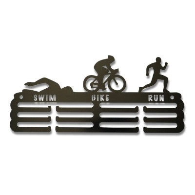 Метална закачалка за медали "Триатлон - SWIM BIKE RUN" (До 40 медала) без медали, чист продуктов изглед