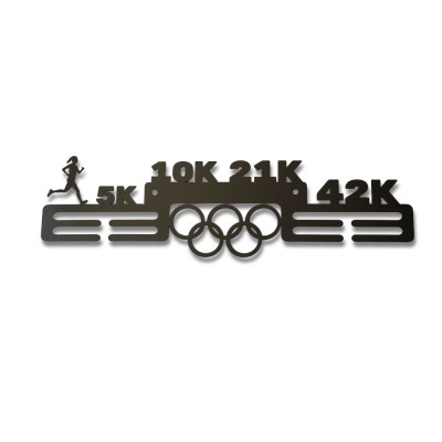 Метална закачалка за медали "Olympic Run" за жени – 5k, 10k, 21k, 42k (До 30 медала) без медали, чист продуктов изглед