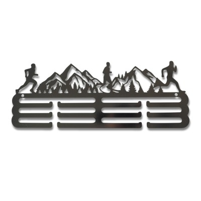 Метална поставка за медали Бягане Trail силуети без медали, чист продуктов изглед