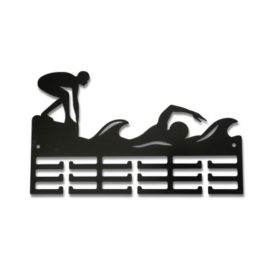 Метална закачалка за медали "SWIMMING - Шампионски старт" (До 40 медала) без медали, чист продуктов изглед