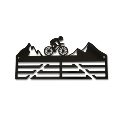 Метална закачалка за медали "ROAD BIKE IN THE MOUNTAINS - Шосейно колоездене в планината" (До 40 медала) без медали, чист продуктов изглед