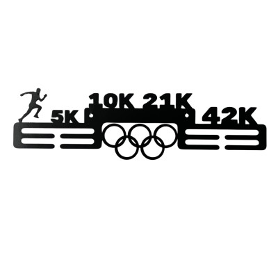 Метална закачалка за медали Olympic Run за мъже – 5k, 10k, 21k, 42k (До 30 медала)  без медали, чист продуктов изглед