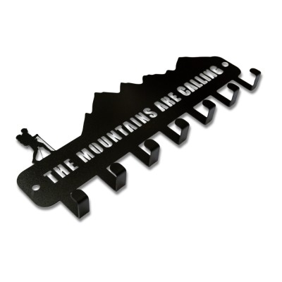 Метална закачалка за ключове и къмпинг аксесоари "THE MOUNTAINS ARE CALLING" (7 куки) чист изглед от страни