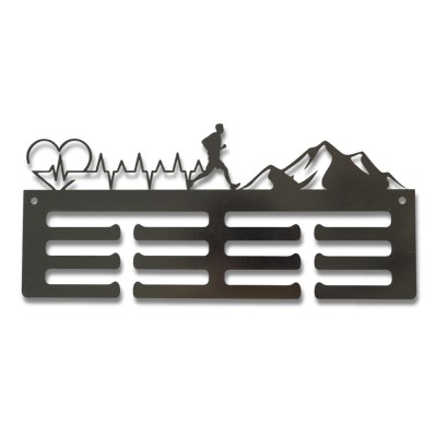 Метална закачалка за медали "Пулсът на планината / Trail Run" (До 40 медала)  без медали, чист продуктов изглед