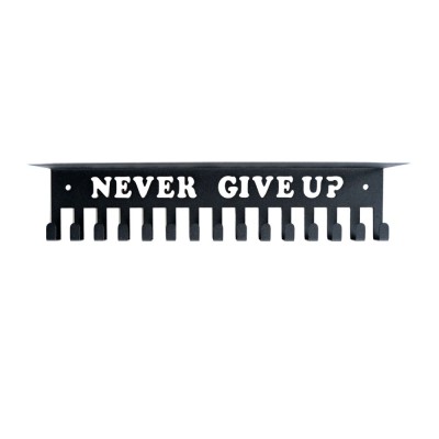 Метална поставка за купи и медали - Never Give Up - 15 куки