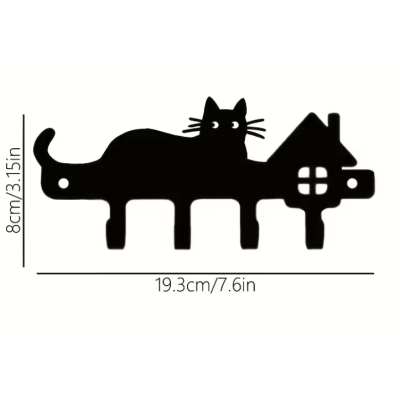 Метална закачалка коте с къща - 4 куки